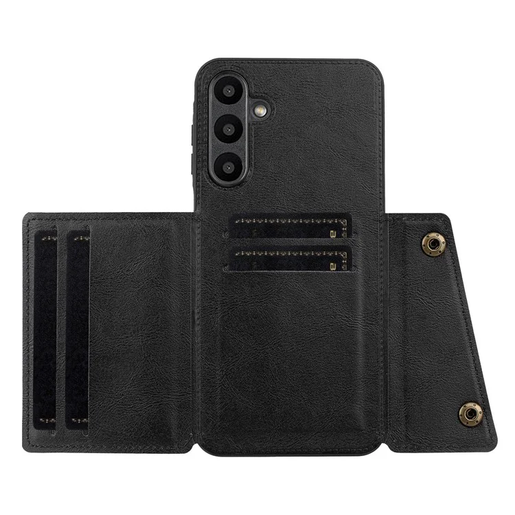 Custodia per Samsung Galaxy A26 5G con slot per schede, supporto e cover in pelle+TPU - Nero
