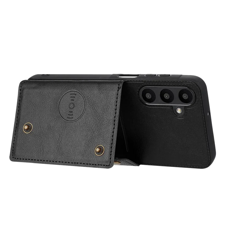 Custodia per Samsung Galaxy A26 5G con slot per schede, supporto e cover in pelle+TPU - Nero