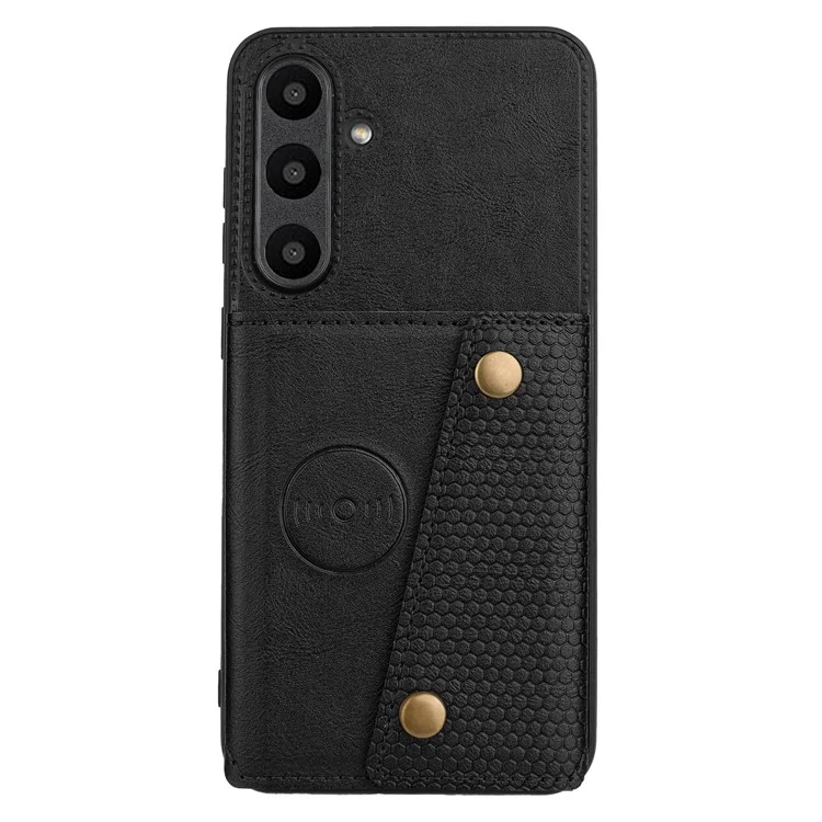 Für Samsung Galaxy A36 5G Hülle mit Kartenschlitzen Ständer Leder + TPU Handyhülle - Schwarz
