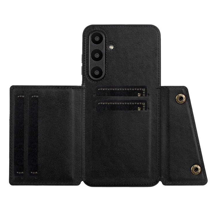 Für Samsung Galaxy A36 5G Hülle mit Kartenschlitzen Ständer Leder + TPU Handyhülle - Schwarz