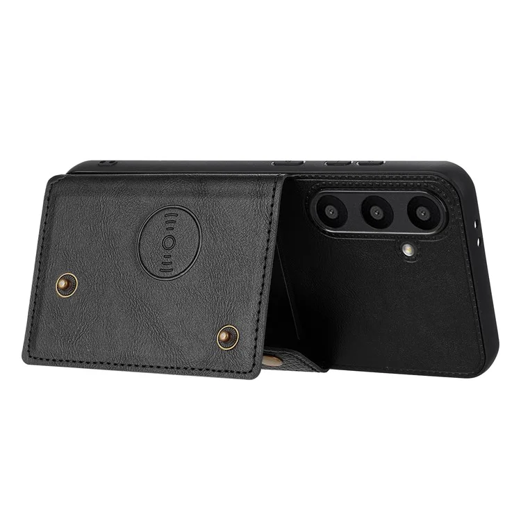 Für Samsung Galaxy A36 5G Hülle mit Kartenschlitzen Ständer Leder + TPU Handyhülle - Schwarz