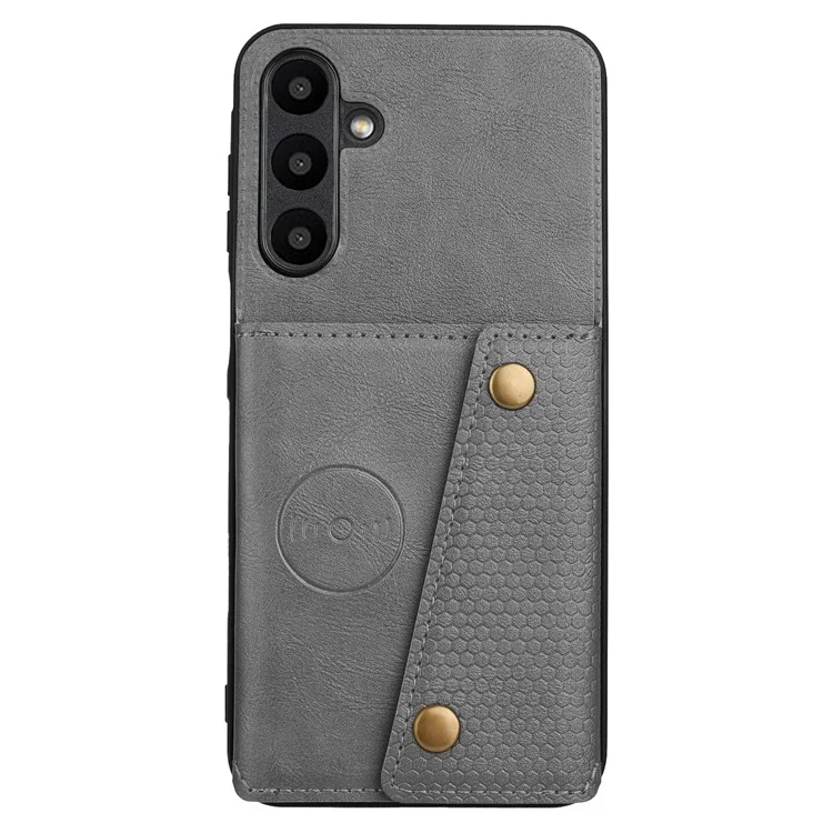 Custodia per Samsung Galaxy A56 5G con slot per schede, supporto e cover in pelle+TPU - Grigio