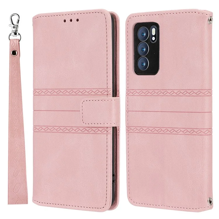 Funda de piel con textura para Oppo Reno12 5G (Global) - Rosa