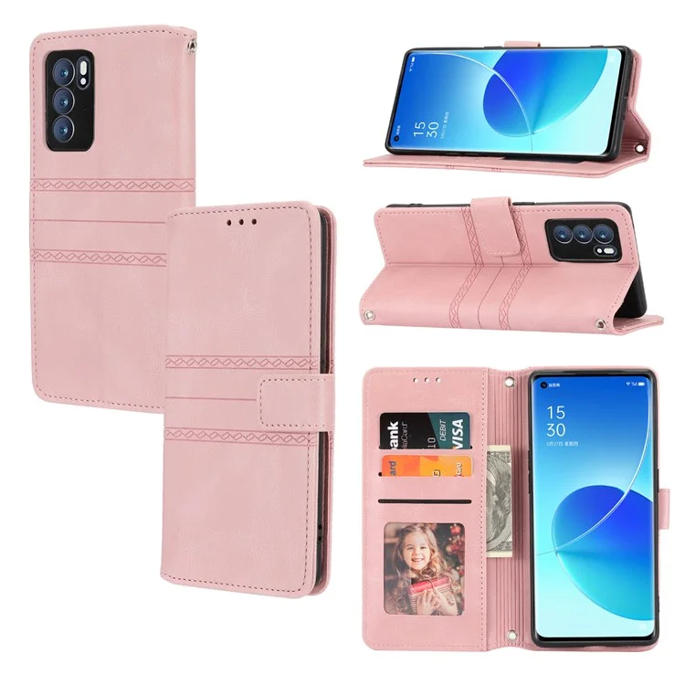 Funda de piel con textura para Oppo Reno12 5G (Global) - Rosa