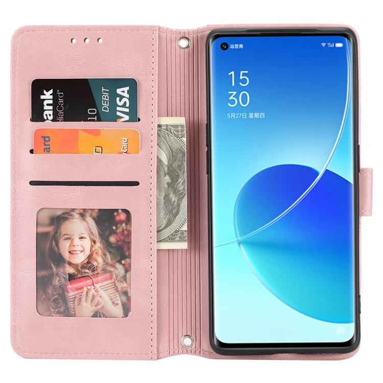 Funda de piel con textura para Oppo Reno12 5G (Global) - Rosa