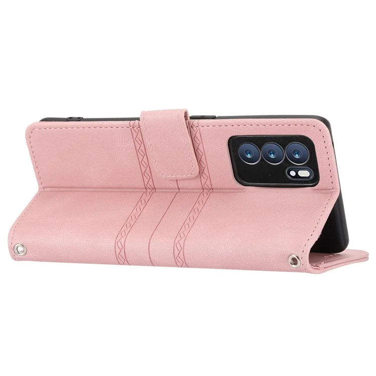 Funda de piel con textura para Oppo Reno12 5G (Global) - Rosa