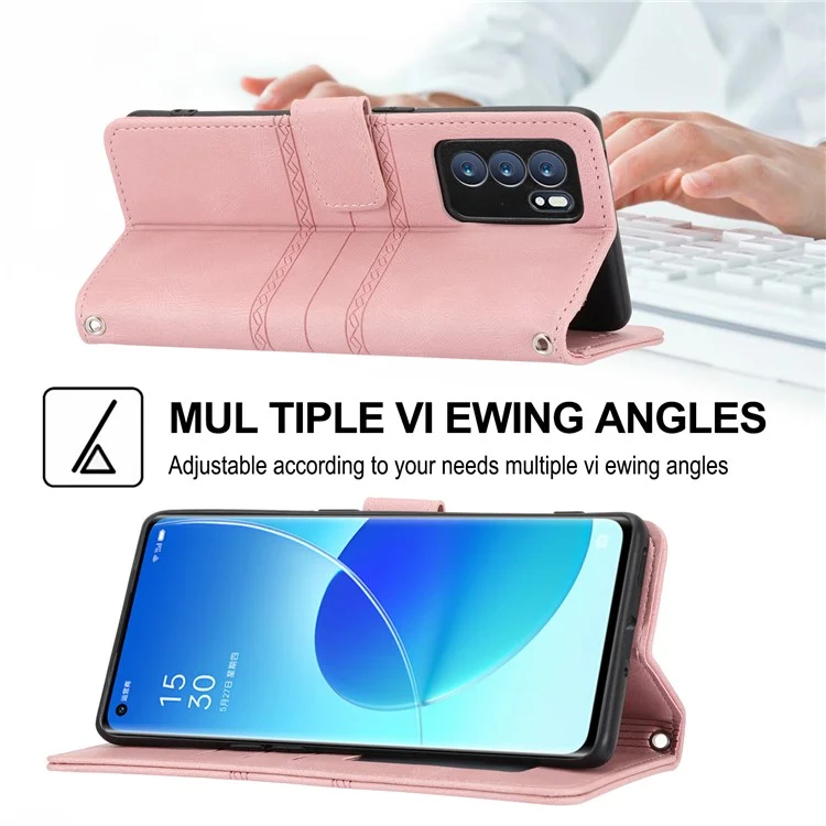 Funda de piel con textura para Oppo Reno12 5G (Global) - Rosa