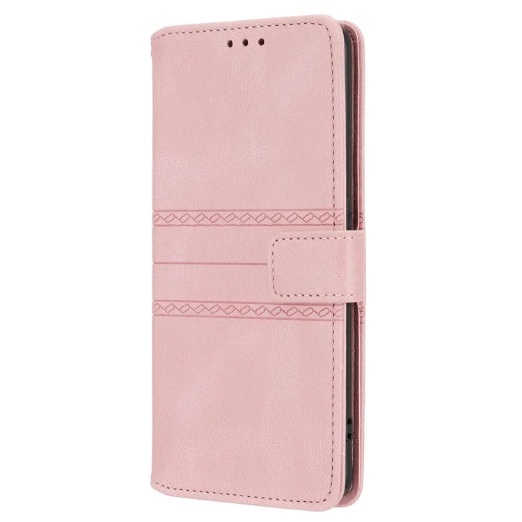 Funda de piel con textura para Oppo Reno12 5G (Global) - Rosa
