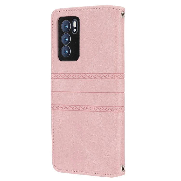 Funda de piel con textura para Oppo Reno12 5G (Global) - Rosa