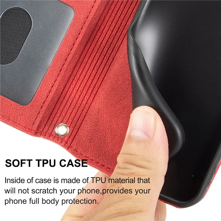 Funda billetera de piel con toque táctil y estampado para Oppo Reno13 5G (Global) - Rojo
