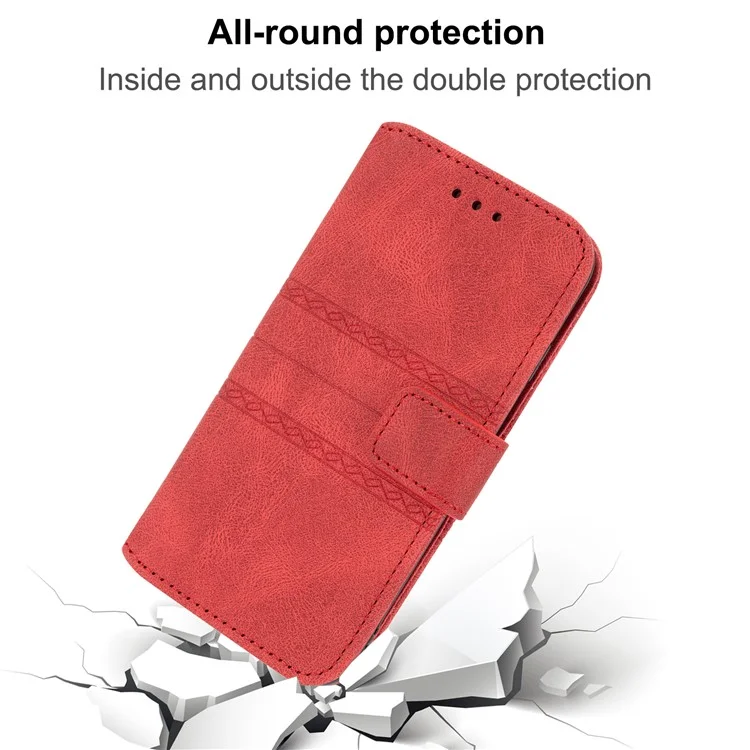 Funda billetera de piel con toque táctil y estampado para Oppo Reno13 5G (Global) - Rojo