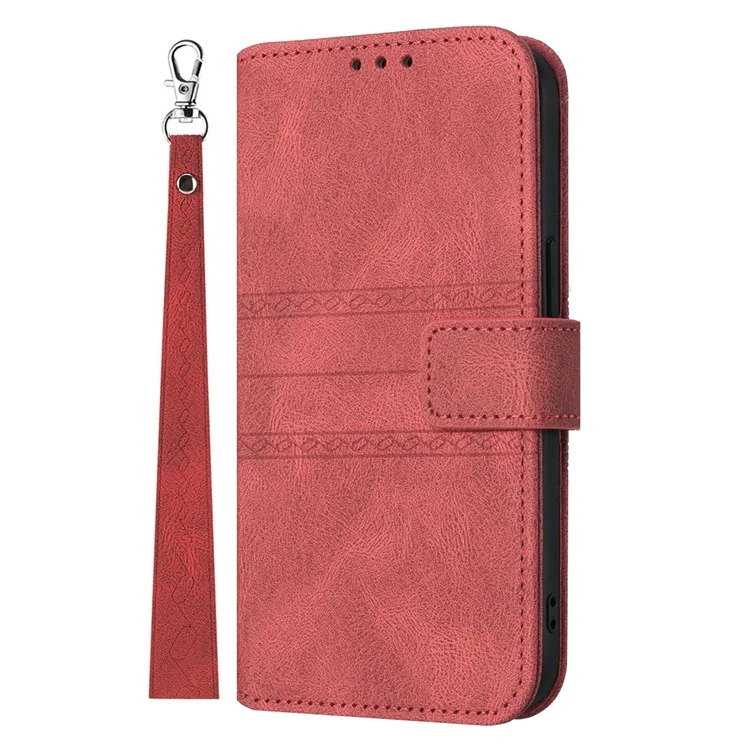 Funda billetera de piel con toque táctil y estampado para Oppo Reno13 5G (Global) - Rojo