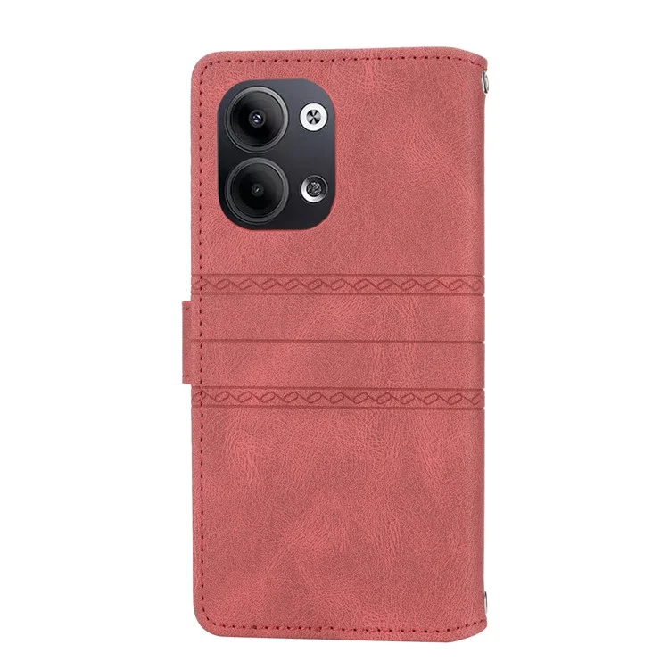 Funda billetera de piel con toque táctil y estampado para Oppo Reno13 5G (Global) - Rojo
