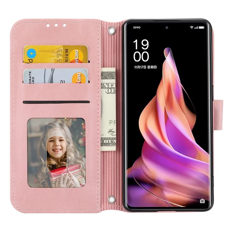 Custodia per Oppo Reno13 Pro 5G, in pelle effetto pelle, con tocco soft, cover per telefono - Rosa