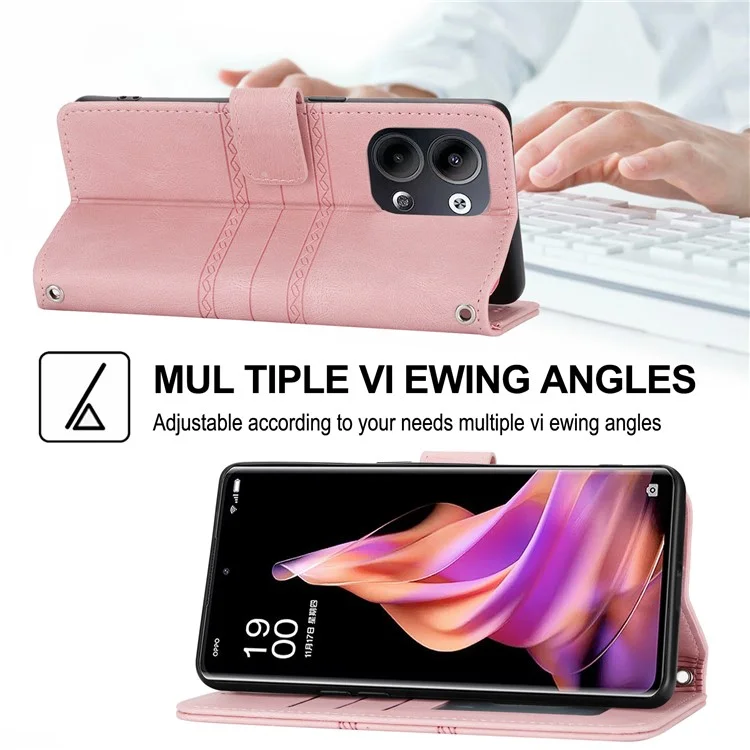 Custodia per Oppo Reno13 Pro 5G, in pelle effetto pelle, con tocco soft, cover per telefono - Rosa