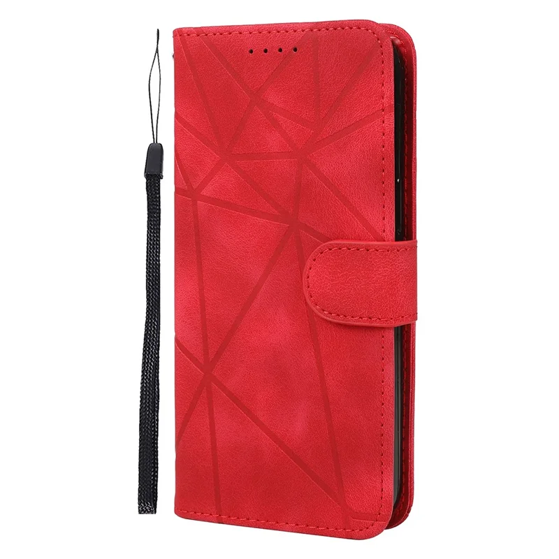 For OnePlus Ace 3V 5G Stand Case Line Pattern Leather Phone Cover - Red