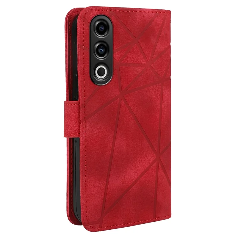 For OnePlus Ace 3V 5G Stand Case Line Pattern Leather Phone Cover - Red