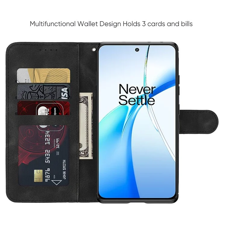 Étui de protection en cuir à motif de ligne pour OnePlus Nord CE4 5G / K12x 5G (Chine) - Noir