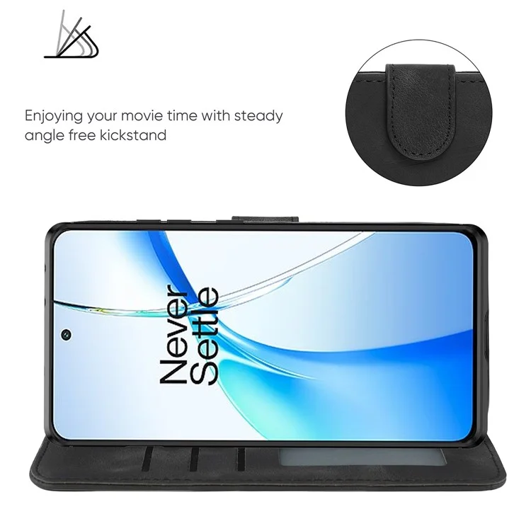 Étui de protection en cuir à motif de ligne pour OnePlus Nord CE4 5G / K12x 5G (Chine) - Noir