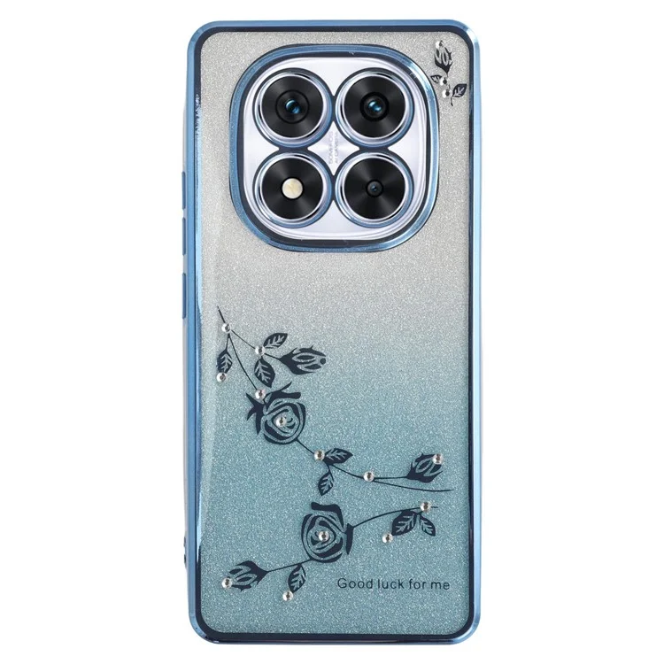Custodia per Xiaomi Redmi Note 14 Pro 5G di KADEM, in TPU flessibile con fiore e sfumatura - Blu