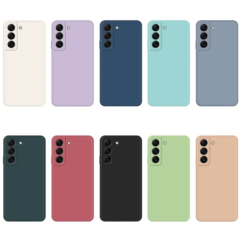 For Samsung Galaxy S22+ 5G Microfiber Lining Design Rubberized Flexible TPU Case Straight Edge Phone Protective Cover - Dark Blue