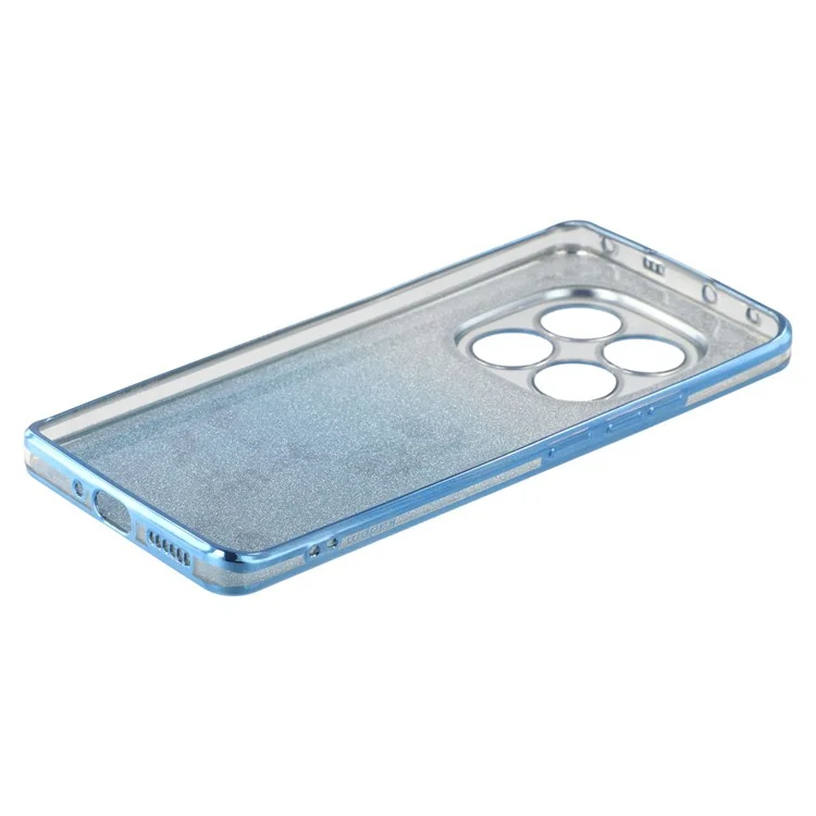 Custodia per Xiaomi Redmi Note 14 Pro 5G KADEM con anello, supporto, TPU, fiori e cover telefonica con sfumatura glitter - Blu