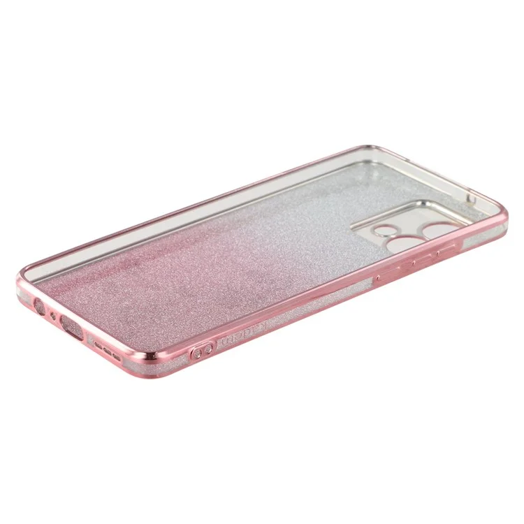 Coque pour Motorola Moto G84 5G KADEM, en TPU flexible avec fleurs et dégradé - Or rose