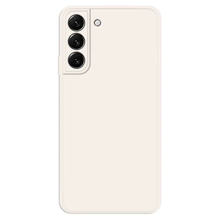 Pour Samsung Galaxy S22 5G Straight Edge Solid Color Rubberized TPU Case Microfiber Lining Phone Drop-proof Back Cover - Beige