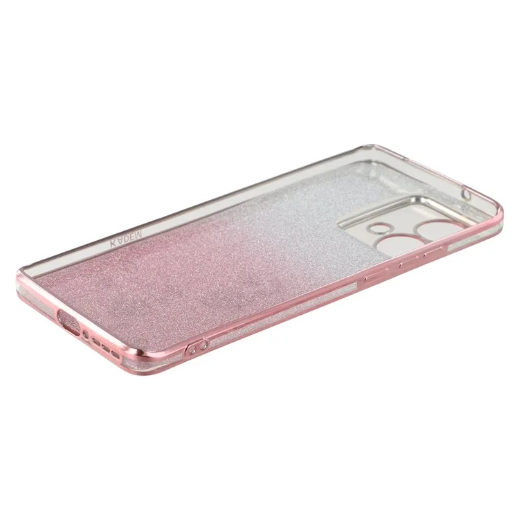 KADEM Hülle für Motorola Edge 40 Neo 5G, Blumenmuster, TPU-Gradient, Handyhülle mit Schlüsselbändern - Roségold