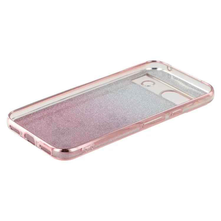 KADEM For Google Pixel 8a Case Ring Kickstand TPU Flowers Phone Cover Gradient Glitter - Rose Gold