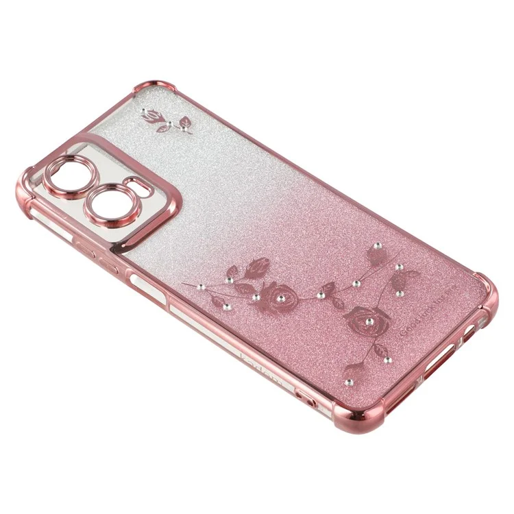 Funda para Motorola Moto G35 5G de KADEM, con patrón de flores, de TPU y degradado, con cordones - Oro rosa