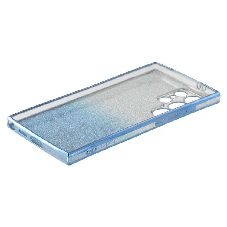 Custodia per Samsung Galaxy S25 Ultra KADEM con motivo floreale in TPU sfumato e cordino - Blu