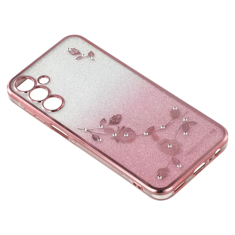KADEM Coque pour Samsung Galaxy A36 5G Fleur TPU Flexible Dégradé Housse de Téléphone - Or Rose
