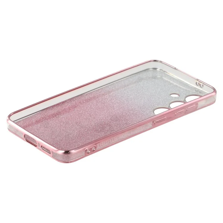 Funda para Samsung Galaxy S25 de KADEM con anillo y soporte, cubierta de teléfono de TPU con flores y brillo degradado - Oro rosa