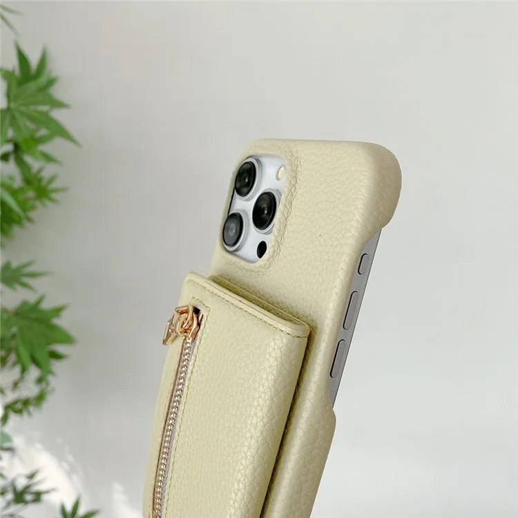 Funda para iPhone 15 Pro Max con ranuras para tarjetas, soporte, cubierta posterior de piel PU con bolsillo con cremallera y correa para la muñeca - Verde