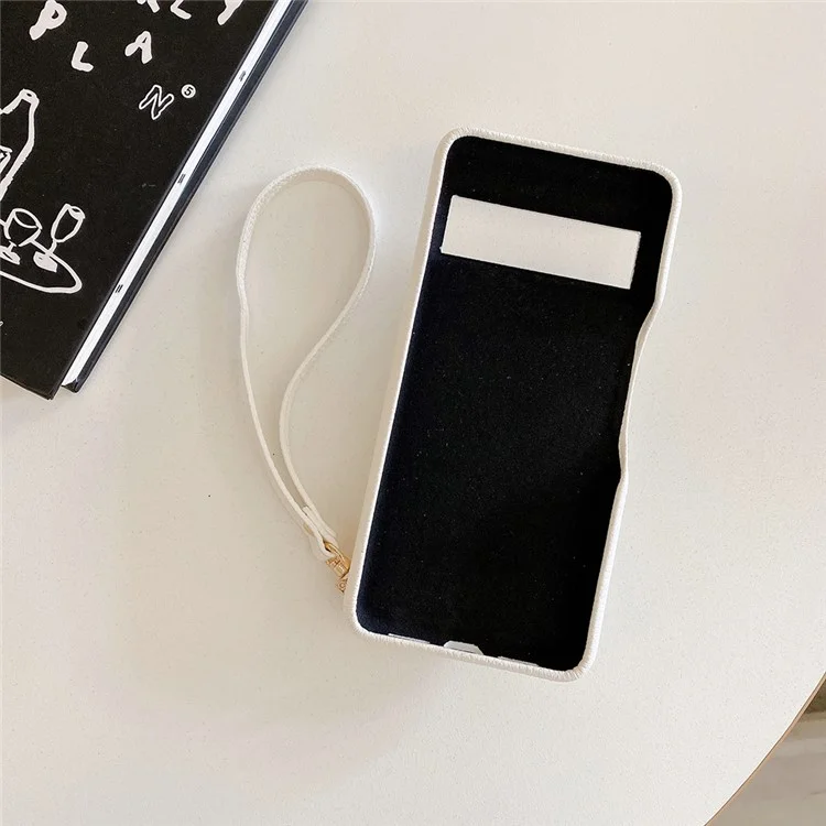 For Google Pixel 8a Case Card Slots Kickstand PU Leather Back Cover with Zipper Pocket, Wrist Strap - White