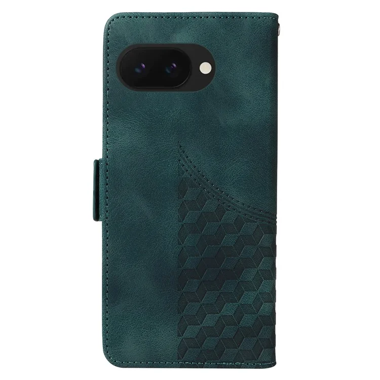 Custodia per Google Pixel 9a in pelle PU, cover per telefono con stampa a rombi e stelle - Verde
