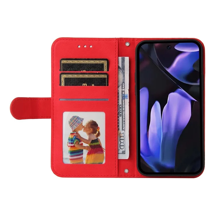Étui portefeuille pour Google Pixel 9a, en cuir au toucher, motif arbre, protection pour le téléphone - Rouge
