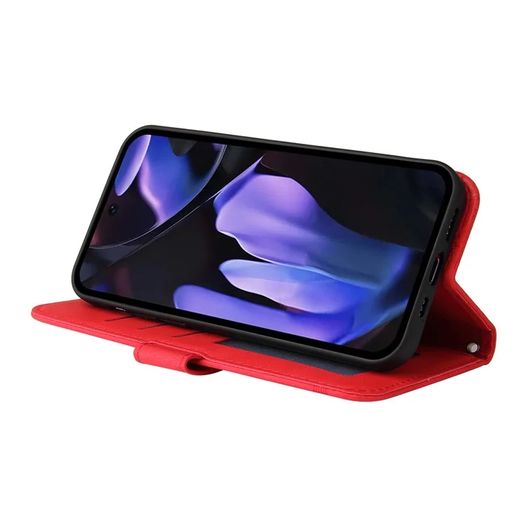 Étui portefeuille pour Google Pixel 9a, en cuir au toucher, motif arbre, protection pour le téléphone - Rouge