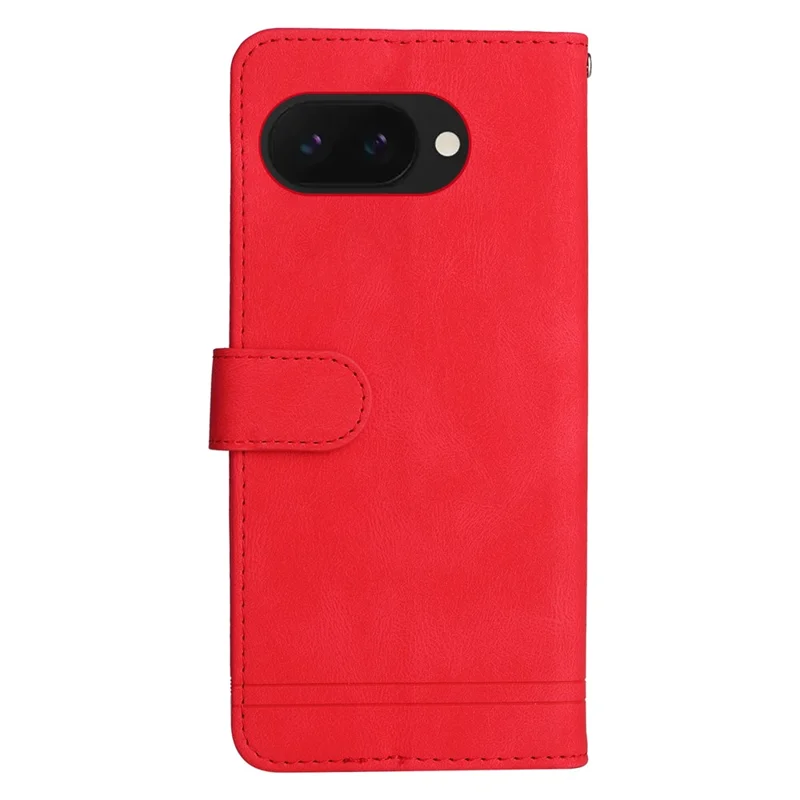 Étui portefeuille pour Google Pixel 9a, en cuir au toucher, motif arbre, protection pour le téléphone - Rouge