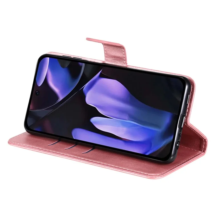 Capa para Google Pixel 9a, carteira com zíper, textura de couro sintético - Rosa