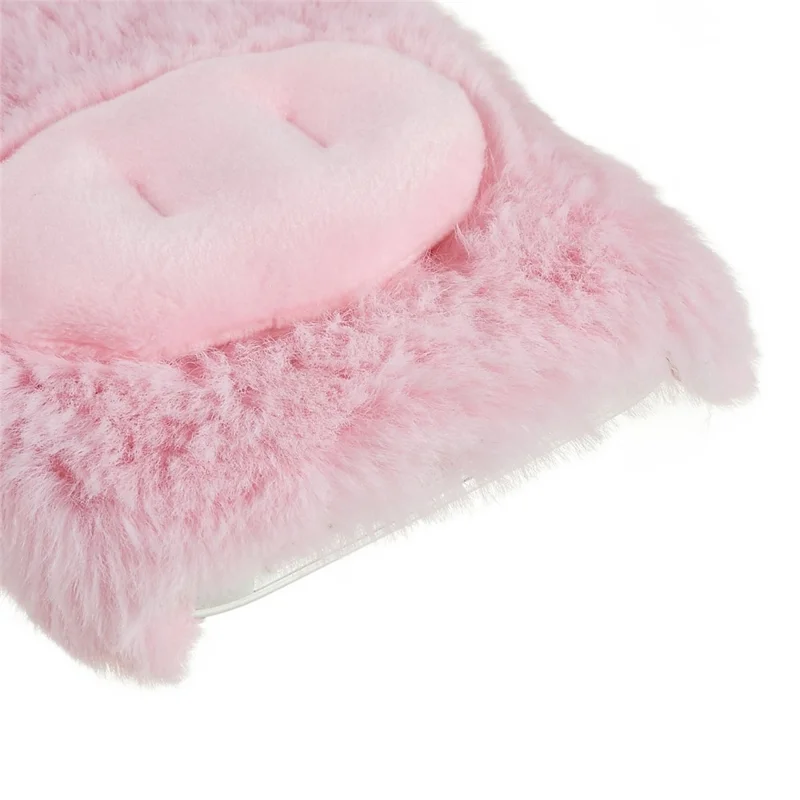 For iPhone 14 Pro Soft Plush Phone Case Cute Cartoon Pig Design TPU Protective Back Cover - Pink