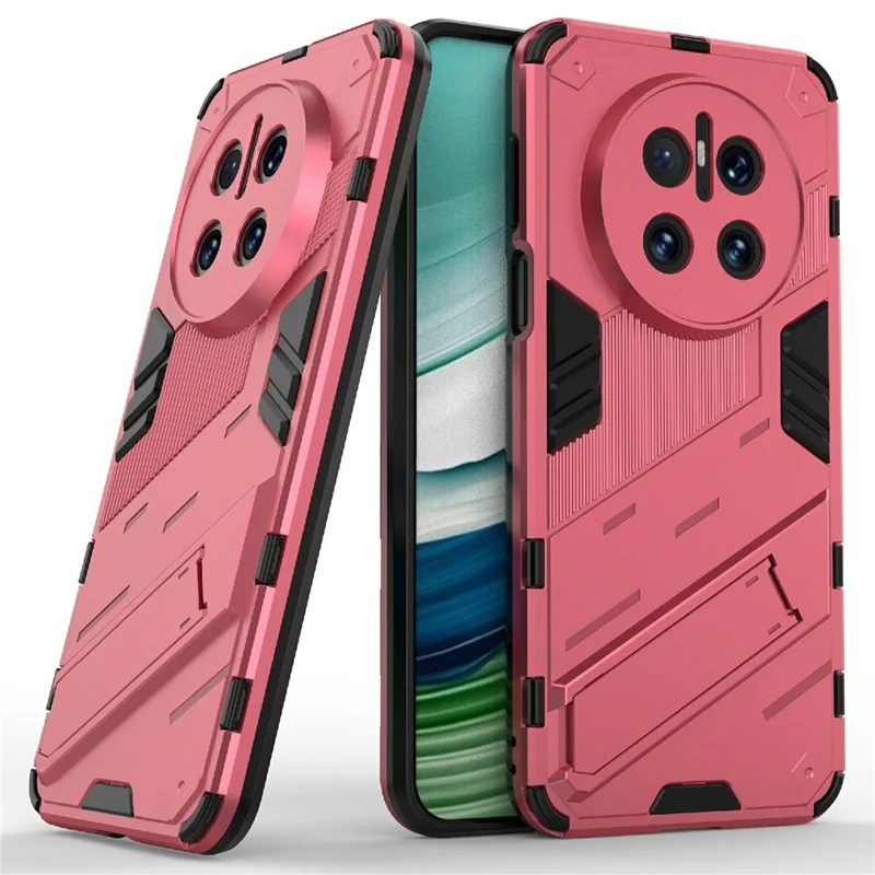 For Huawei Mate 70 Case PC + TPU Shockproof Phone Cover with Kickstand - Rose