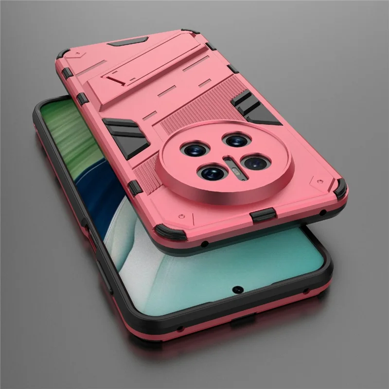 For Huawei Mate 70 Case PC + TPU Shockproof Phone Cover with Kickstand - Rose