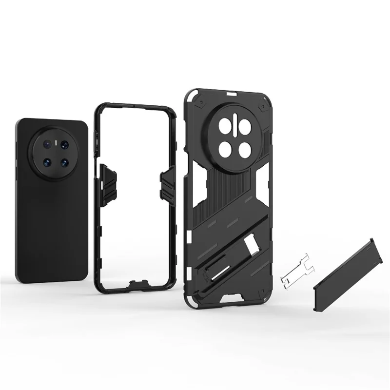 For Huawei Mate 70 Case PC + TPU Shockproof Phone Cover with Kickstand - Rose