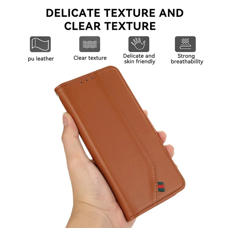 Custodia per Samsung Galaxy A56 5G con blocco RFID, cover in pelle a chiusura a libro - Marrone