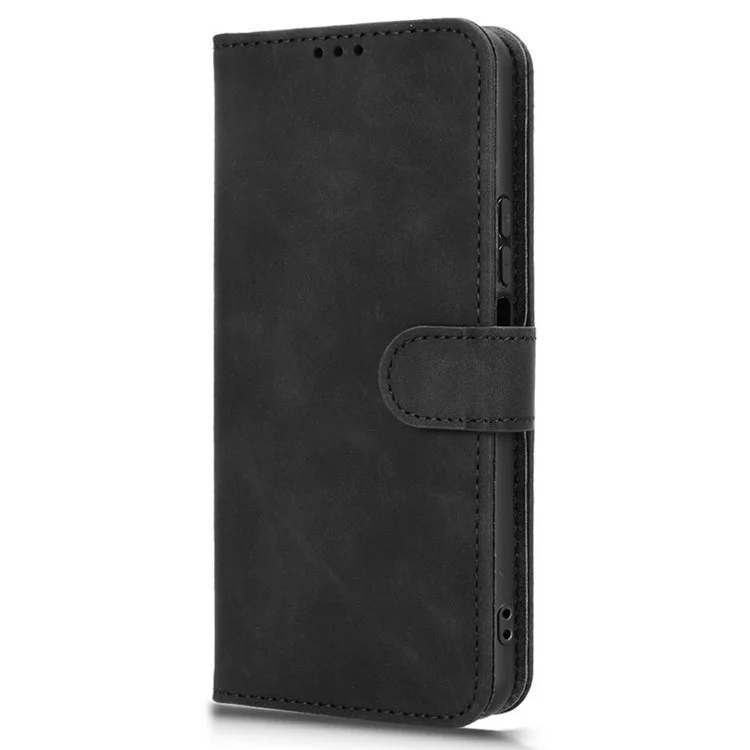 Capa de couro 5G para Honor X60, com sensação de pele, antiimpacto e carteira flip - Preto