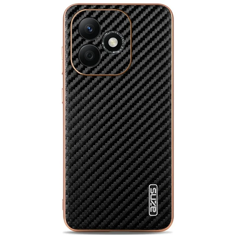 AZNS For Honor X60i 5G Hülle Elektroplattierung Kohlefaser-Textur PU+TPU Handyhülle - Schwarz