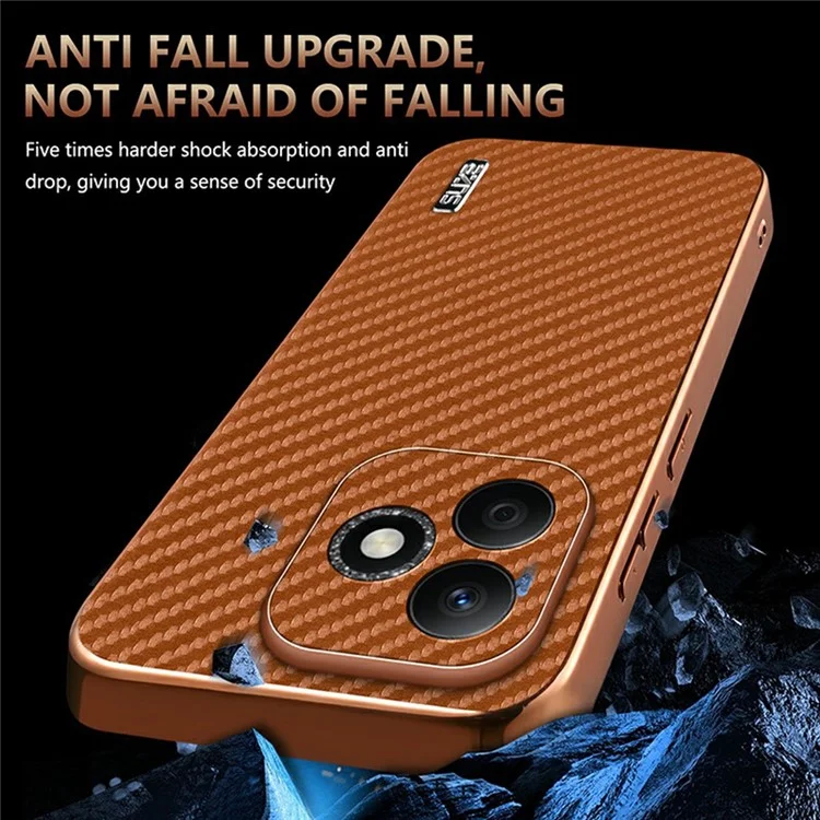 AZNS For Honor X60i 5G Hülle Elektroplattierung Kohlefaser-Textur PU+TPU Handyhülle - Schwarz