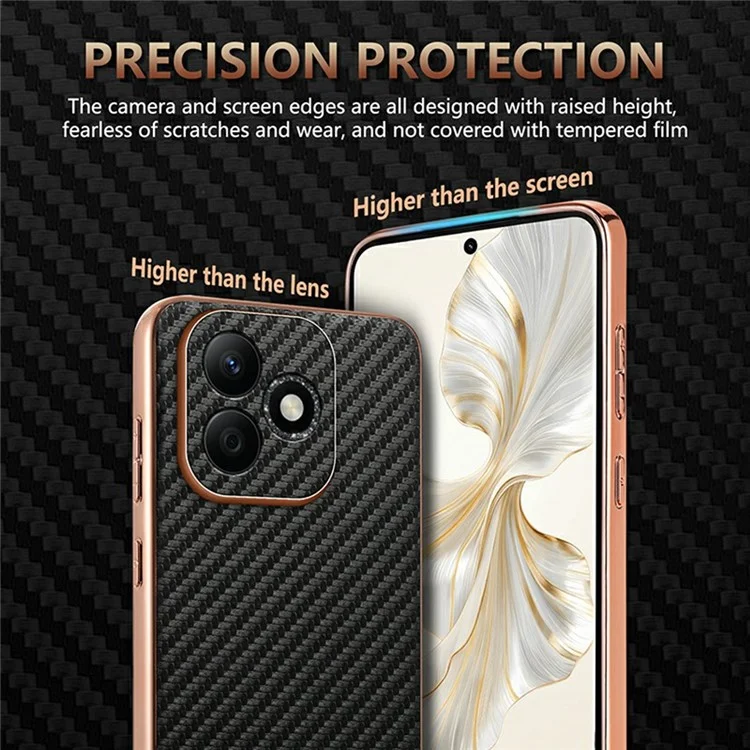 AZNS For Honor X60i 5G Hülle Elektroplattierung Kohlefaser-Textur PU+TPU Handyhülle - Schwarz